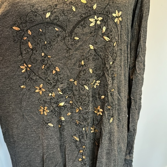 Bear Dance Heat gold flower cold shoulder tunic NWT S - Picture 2 of 11